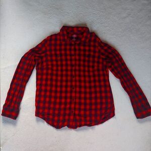 St Johns Bay Plaid Flannel Button Down Shirt Size M